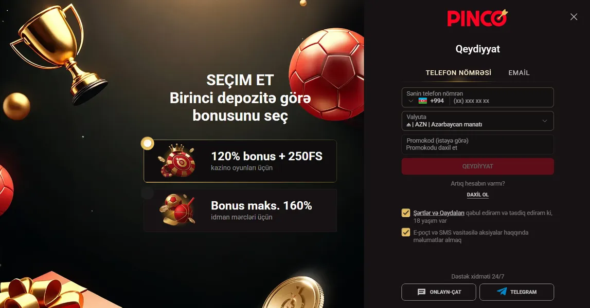 Pinko platformasında qeydiyyat prosesi necə aparılır